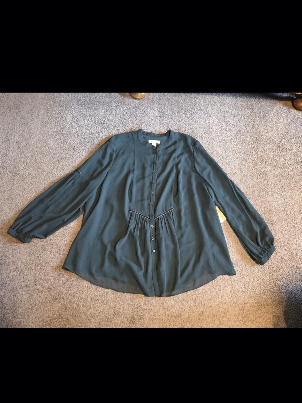 Coldwater Creek Teal Green Button Down Long Sleeve Top NWT Size 2X